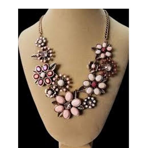 Charming Charlie Vintage Floral Enamel Statement Bib Necklace - Picture 1 of 9